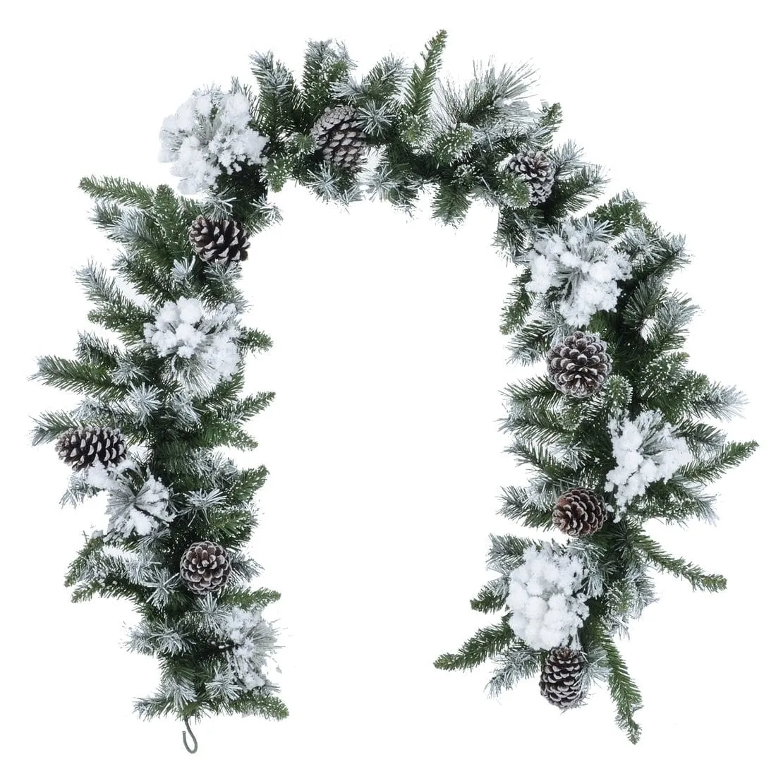 6ft Artificial Snow Flocked Xmas Garland With Pine Cones
