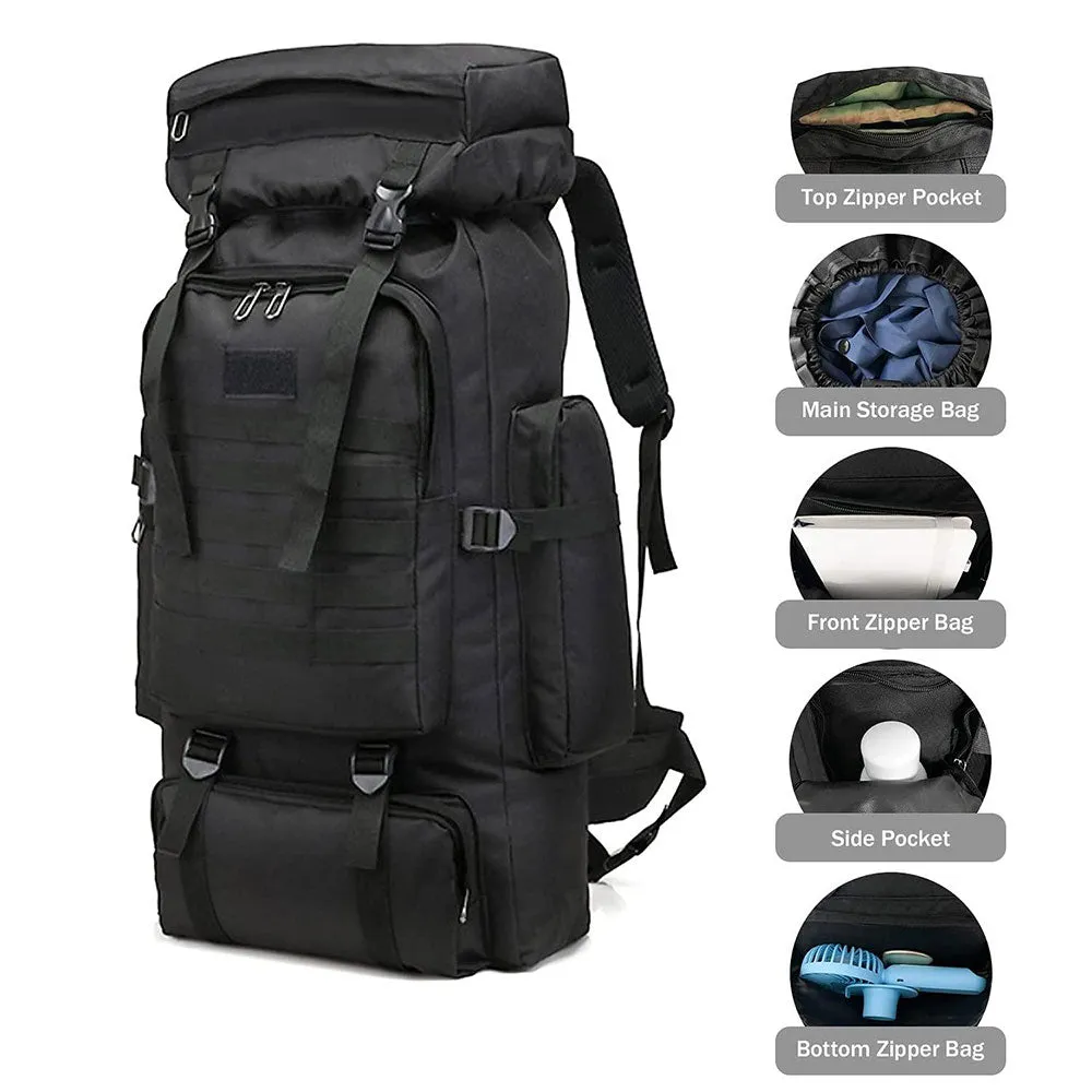 (75L) Outdoor Hiking Camping Backpack Waterproof Travel Backpack - Khaki