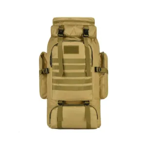 (75L) Outdoor Hiking Camping Backpack Waterproof Travel Backpack - Khaki