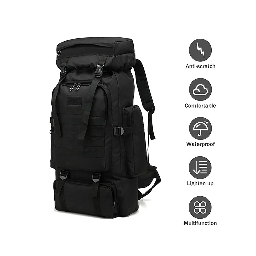 (75L) Outdoor Hiking Camping Backpack Waterproof Travel Backpack - Khaki