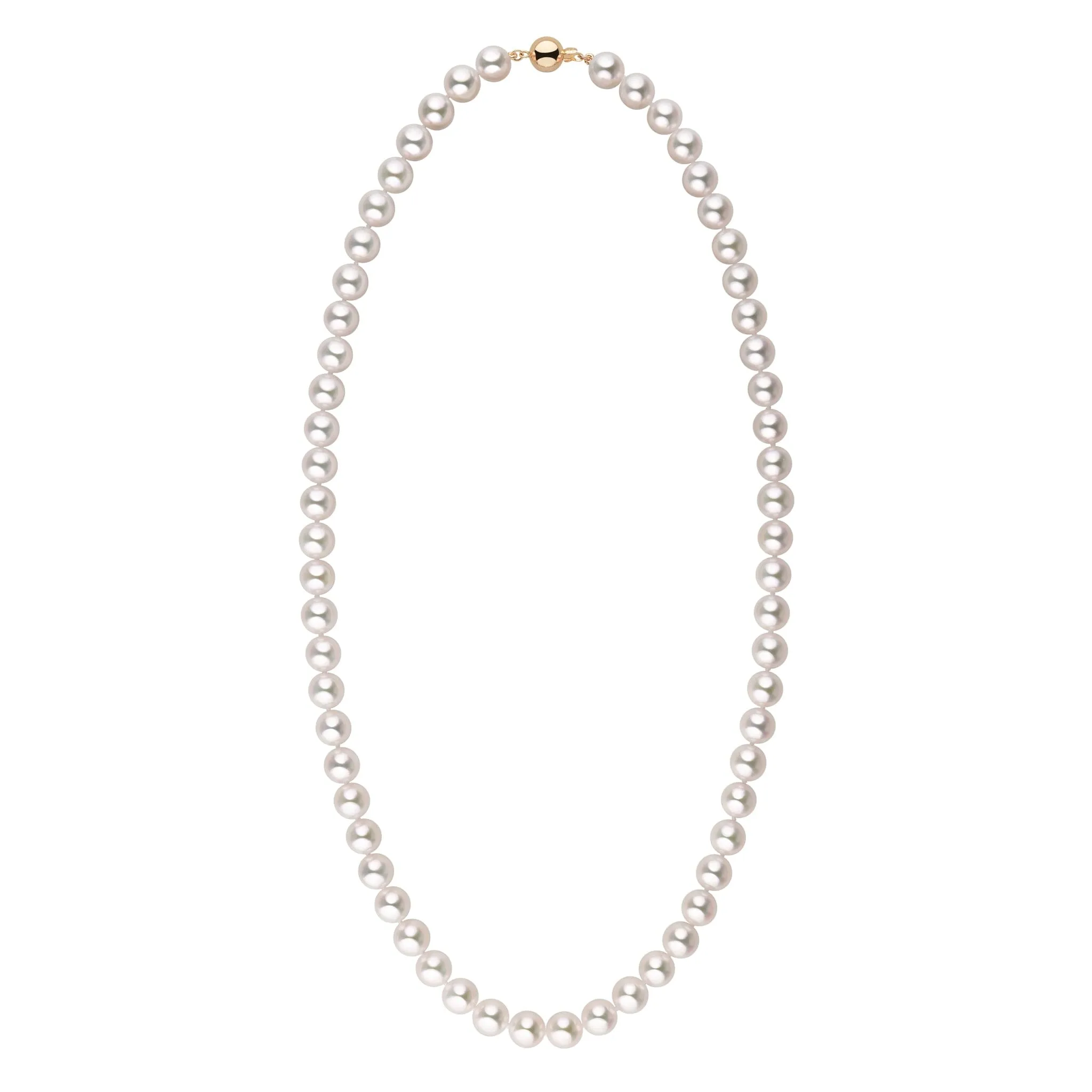 8.5-9.0 mm 22 Inch AAA Bright White Silver Tone Akoya Pearl Necklace