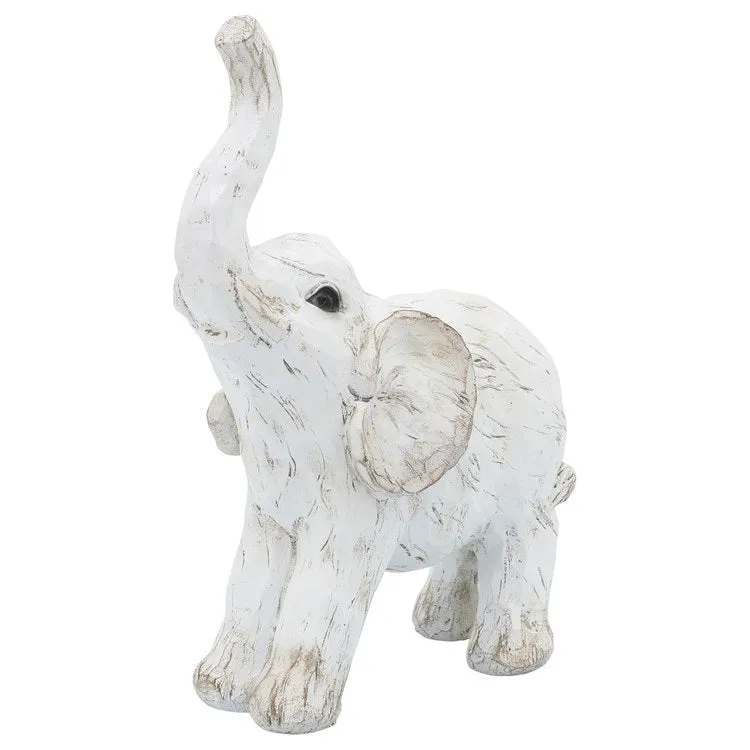 8" Polyresin Elephant Figurine - White