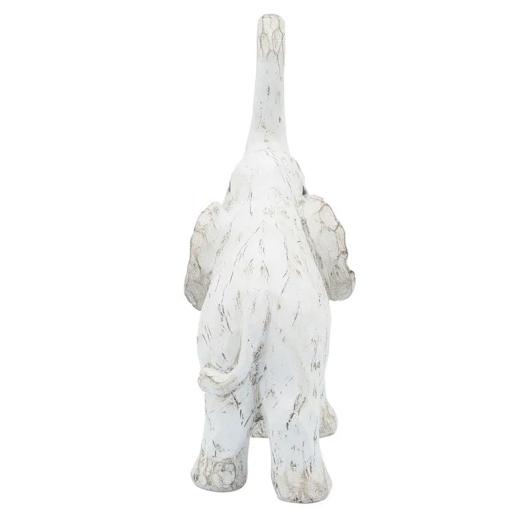 8" Polyresin Elephant Figurine - White