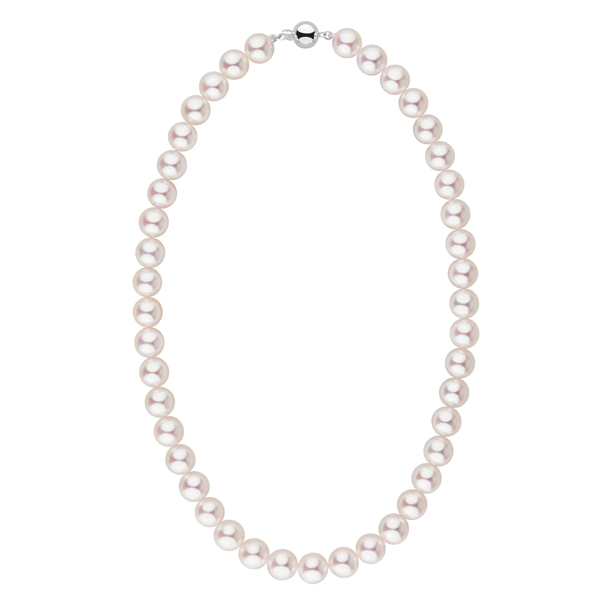 9.5-10.0 mm 18 Inch AAA Blush White Rose Tone Akoya Pearl Necklace