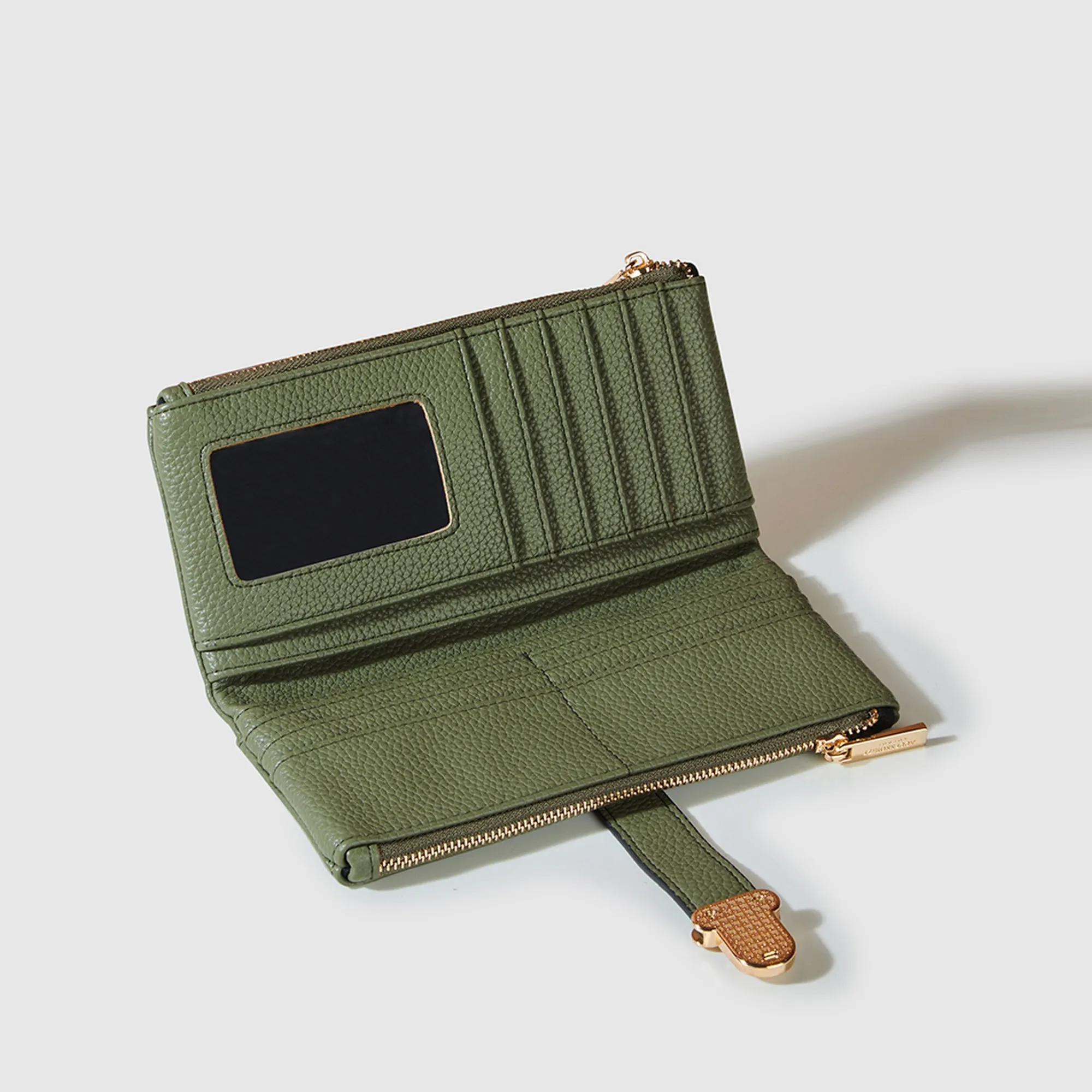 Accessorize London Women's Green Push Lock Wallet