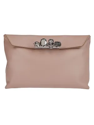 Alexander McQueen Four-Ring Skull Embellished Clutch Bag