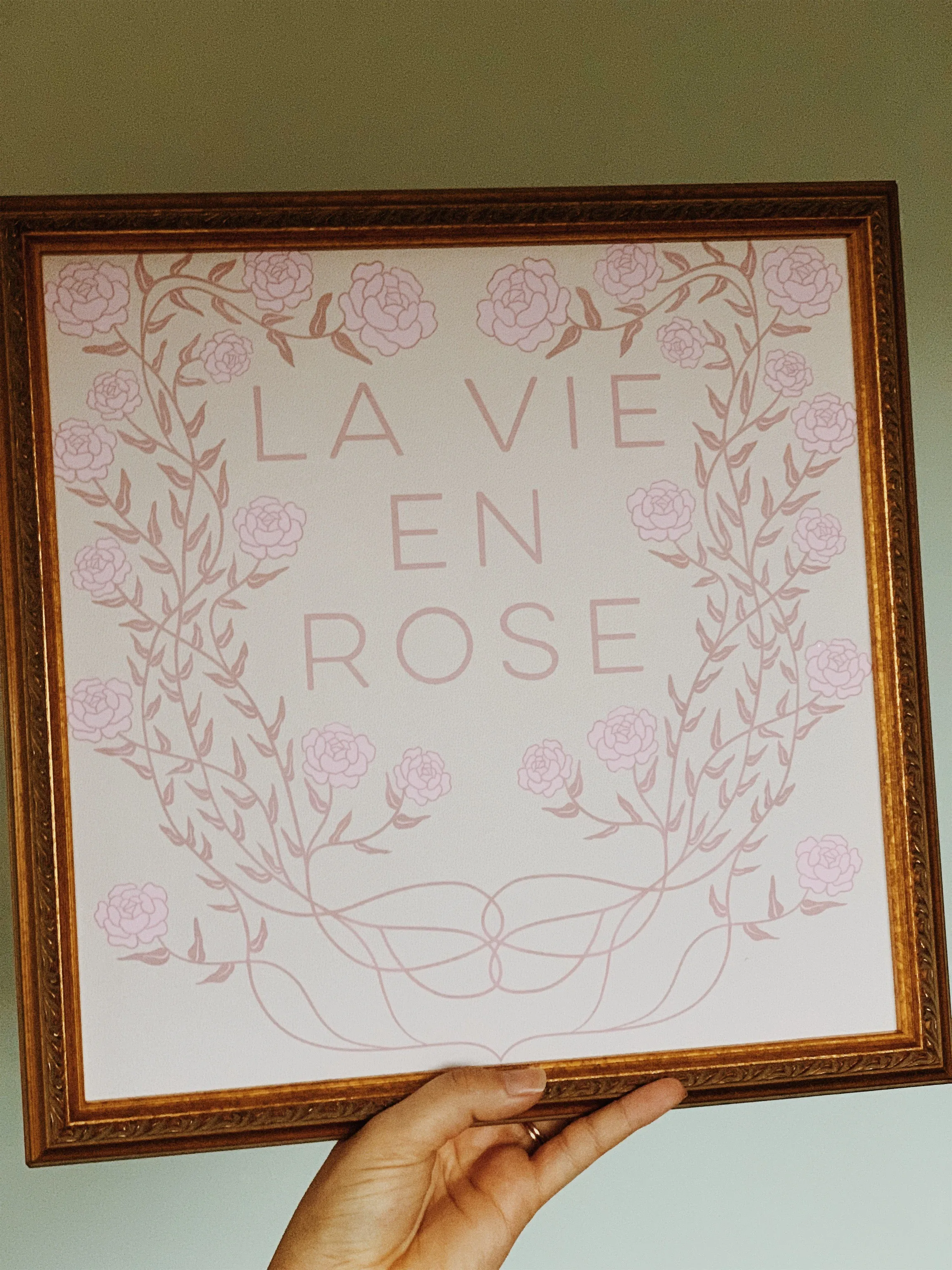 Art Nouveau Rose Floral Vintage Inspired Pink Art Print