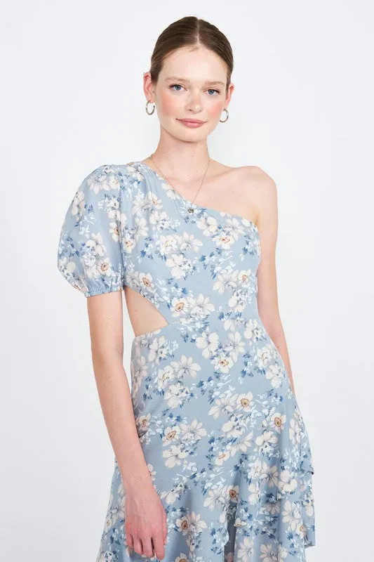 Asymmetric One Shoulder Midi Dress