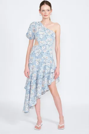 Asymmetric One Shoulder Midi Dress