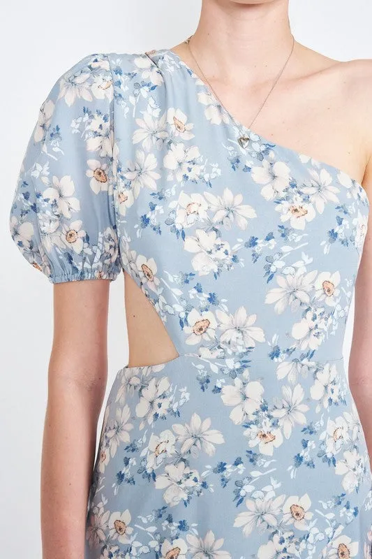 Asymmetric One Shoulder Midi Dress