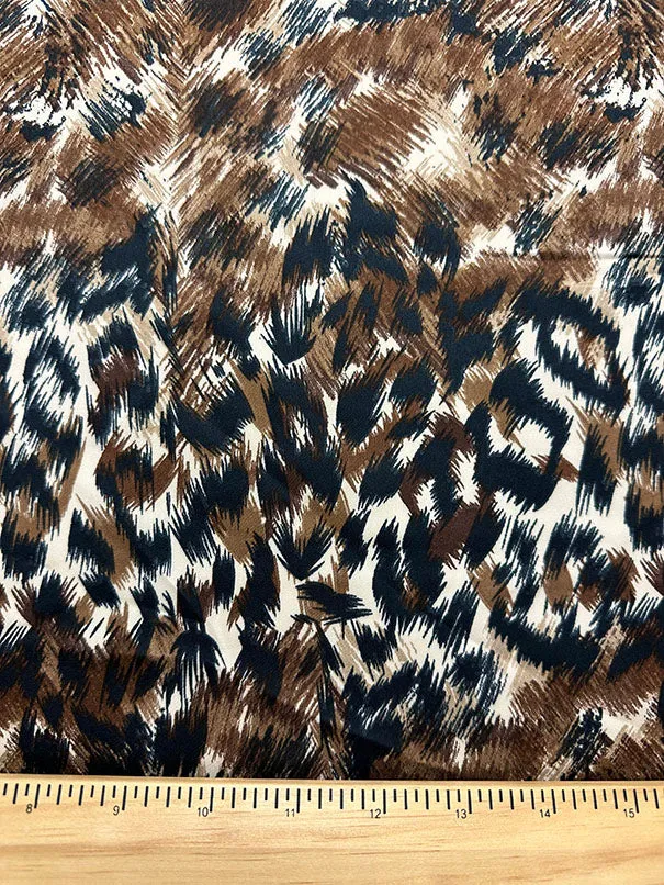 Beige Animal Print Sueded Poly Charmeuse Fabric
