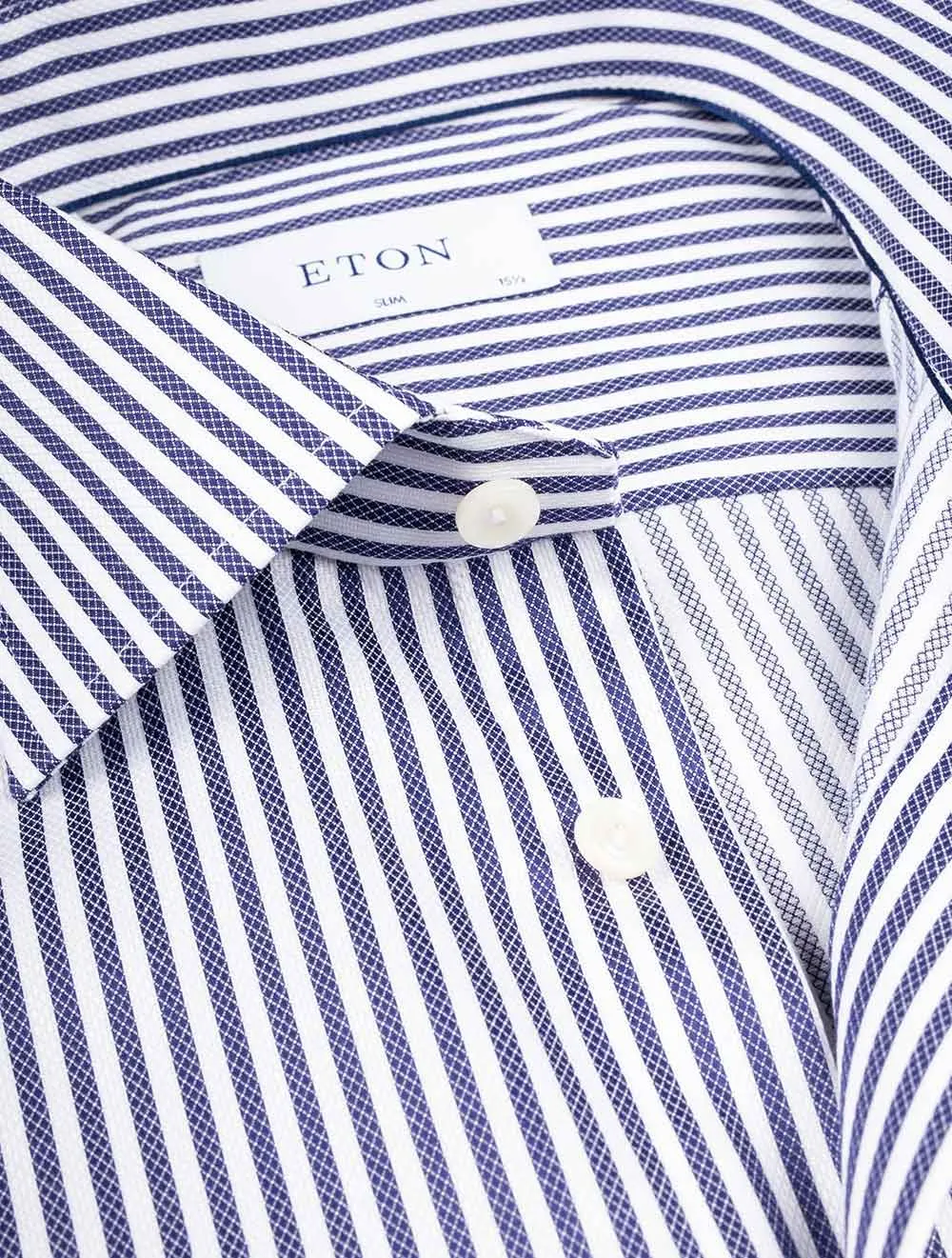 Bengal Striped Twill Slim Fit Shirt Navy