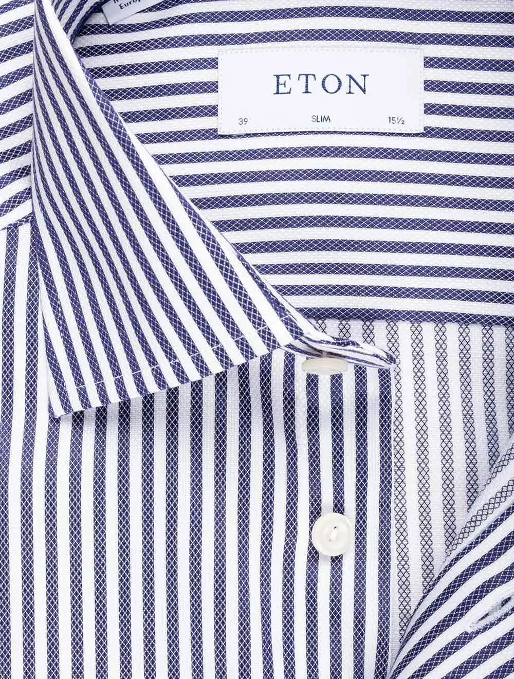 Bengal Striped Twill Slim Fit Shirt Navy