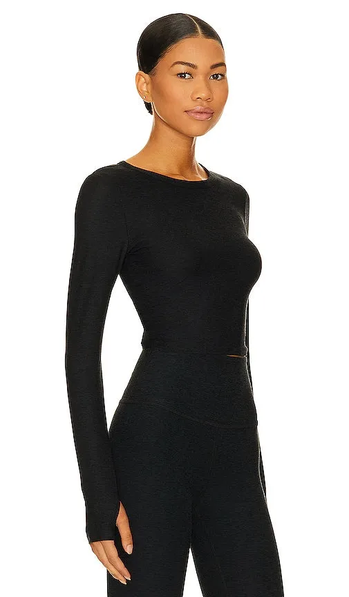 Beyond Yoga Featherweight Sunrise Cropped Top in Black