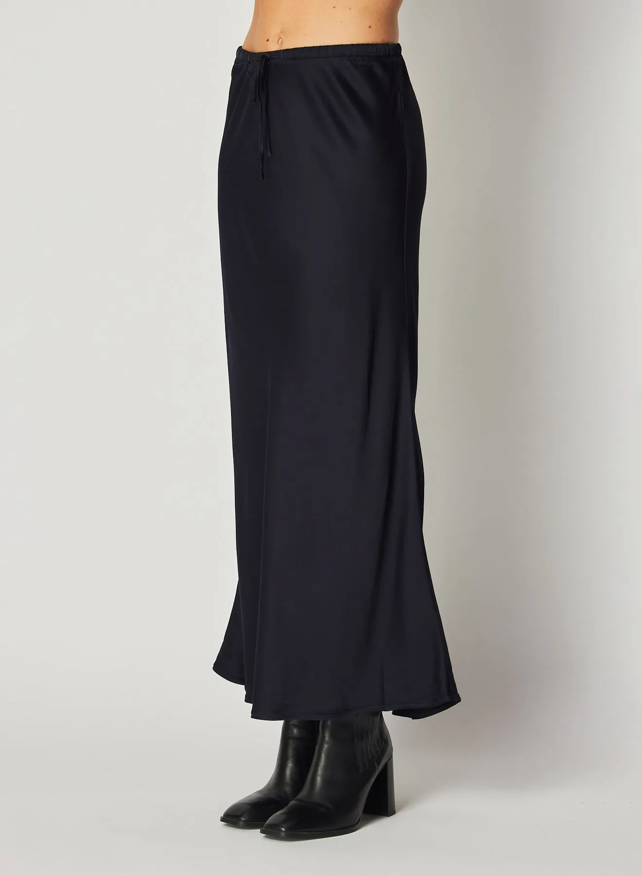 Bias Skirt with Tie - Navy Eclipse