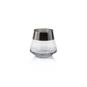 Black Luster Tealight/Votive Candle Holders with Platinum Rim Set of 6