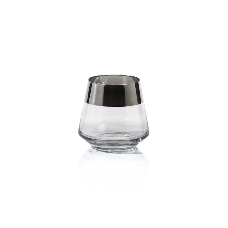 Black Luster Tealight/Votive Candle Holders with Platinum Rim Set of 6