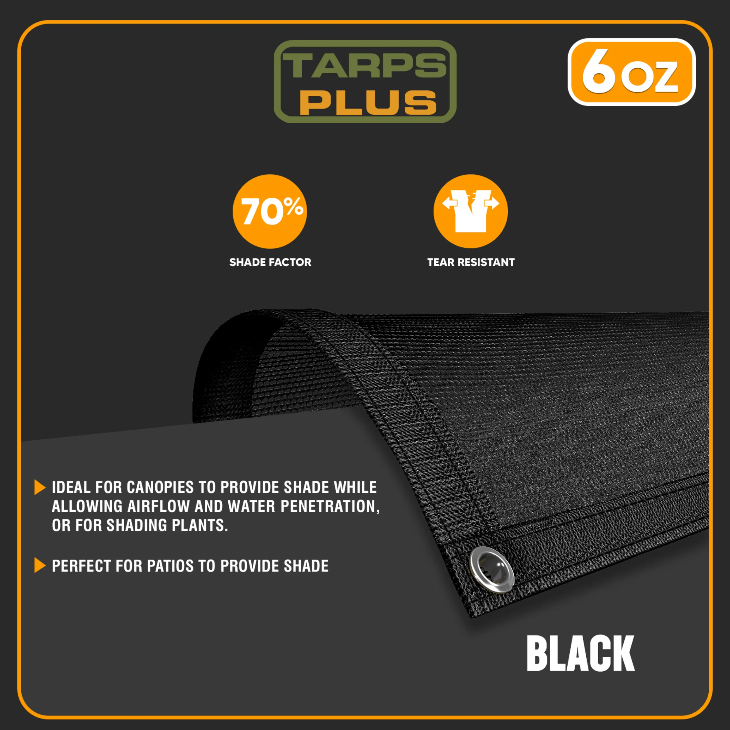 Black Mesh Tarp 6' x 20' - Blowout Sale