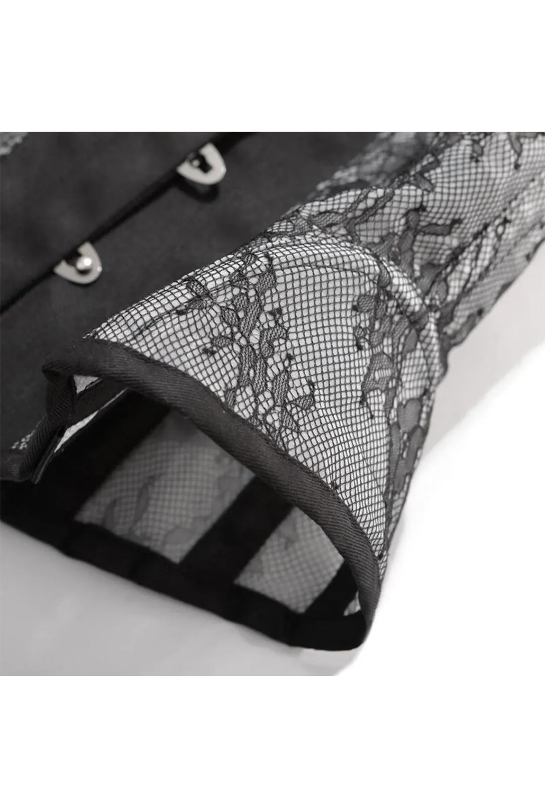 Black Steel Boned Lace Mesh Panel Underbust