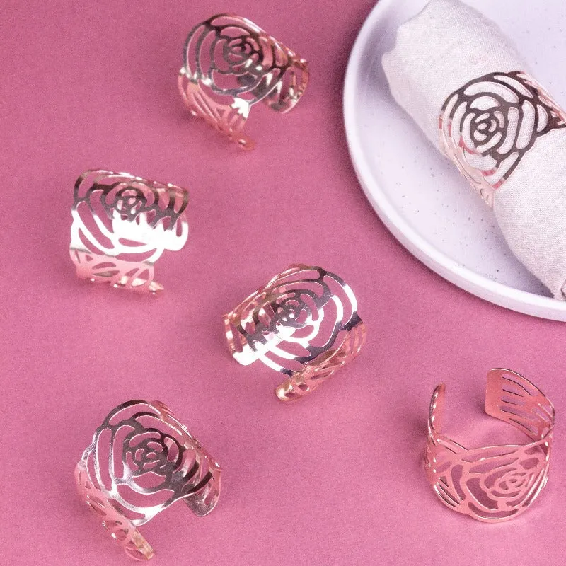 Blossom Rose Gold Napkin Rings (Set of 6)