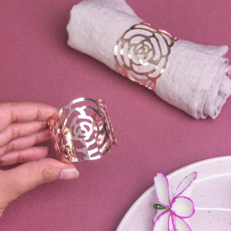 Blossom Rose Gold Napkin Rings (Set of 6)