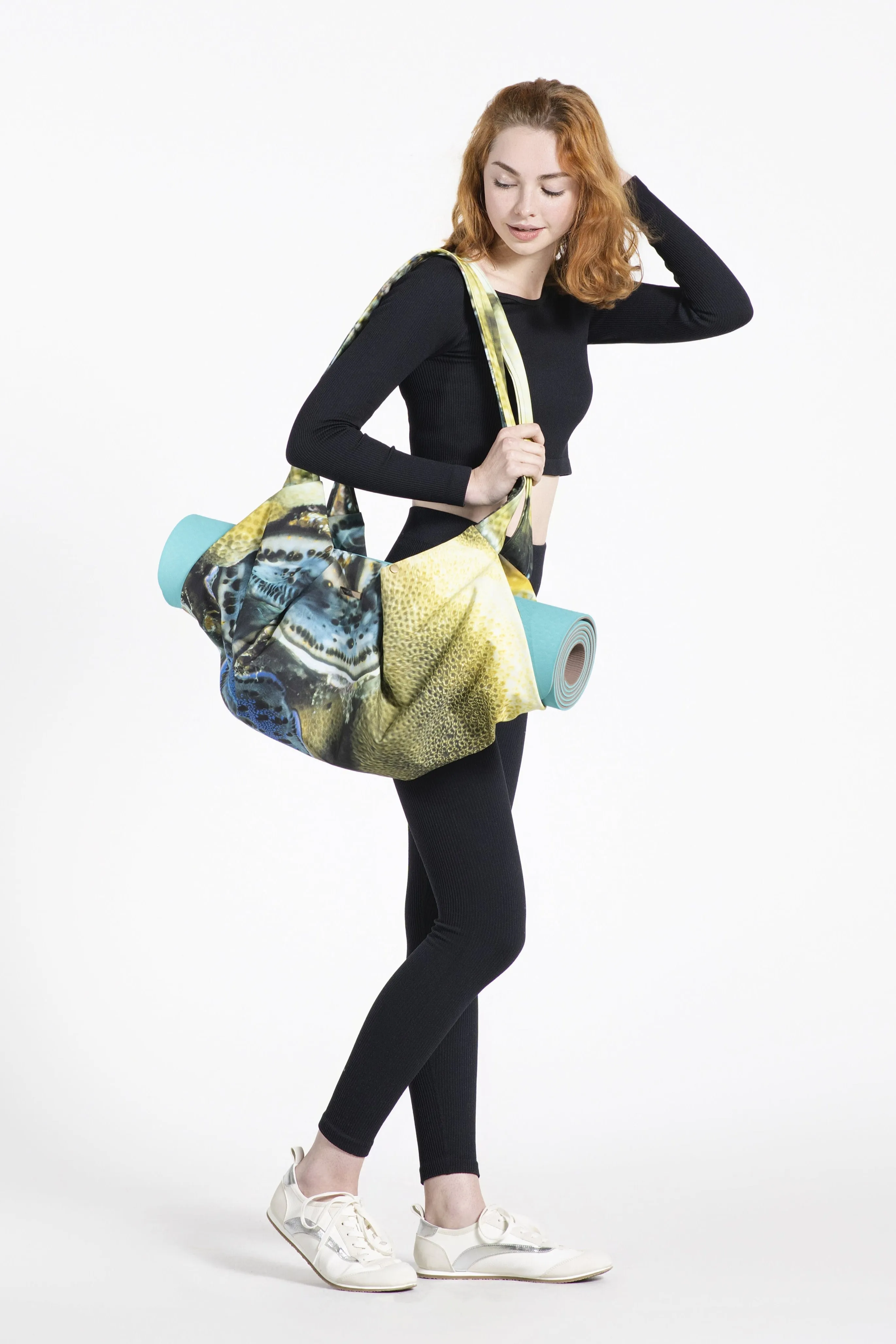 Blue and Yellow Yoga Bag with Zipper
