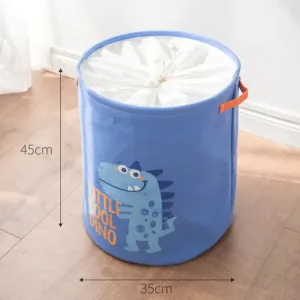 Blue Dinosaur Printed Quilted Storage Bag With Handle Storage Bin Closet Toy Box Container Organizer