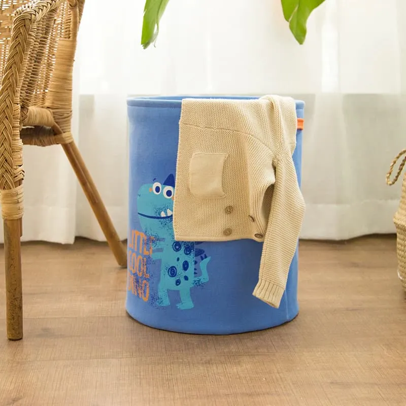 Blue Dinosaur Printed Quilted Storage Bag With Handle Storage Bin Closet Toy Box Container Organizer