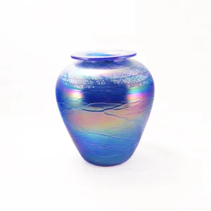 Blue Luster Glass Baby Vase