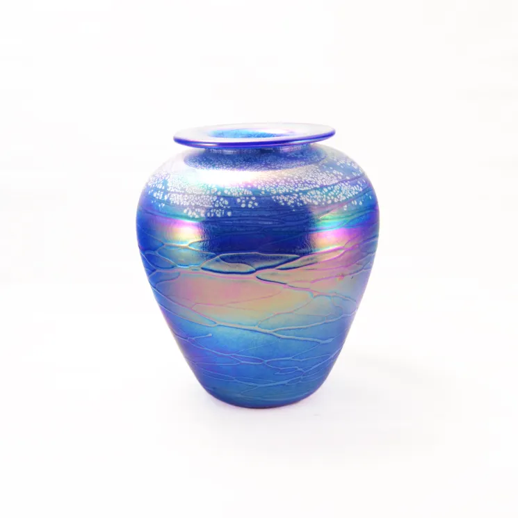 Blue Luster Glass Baby Vase
