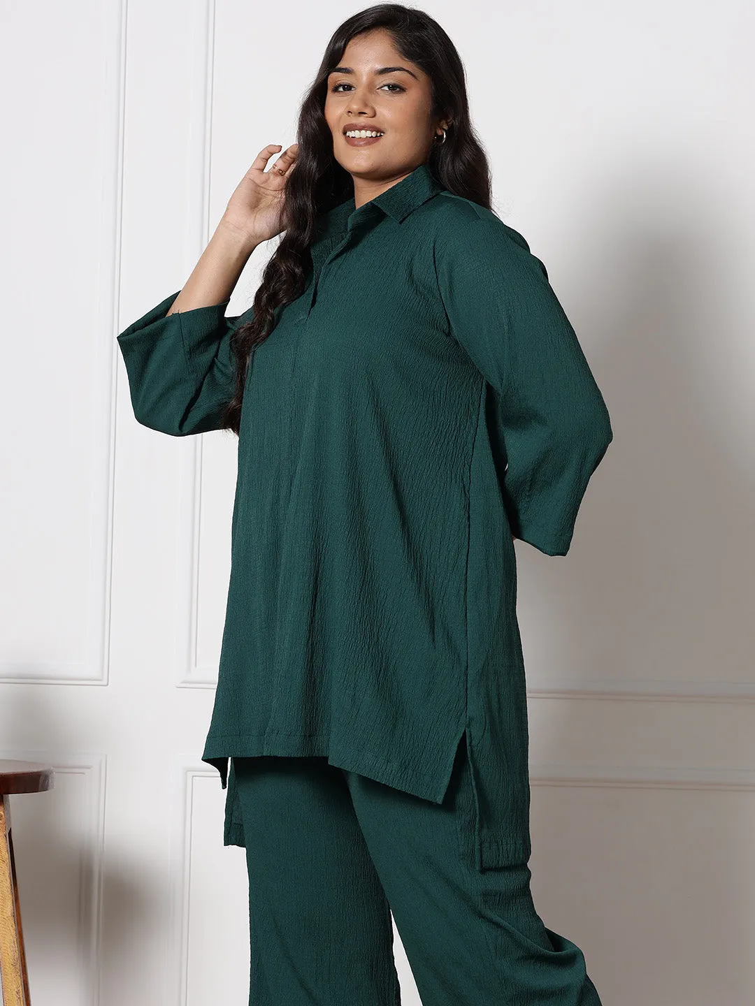 BottleGreen Textured ShirtTop
