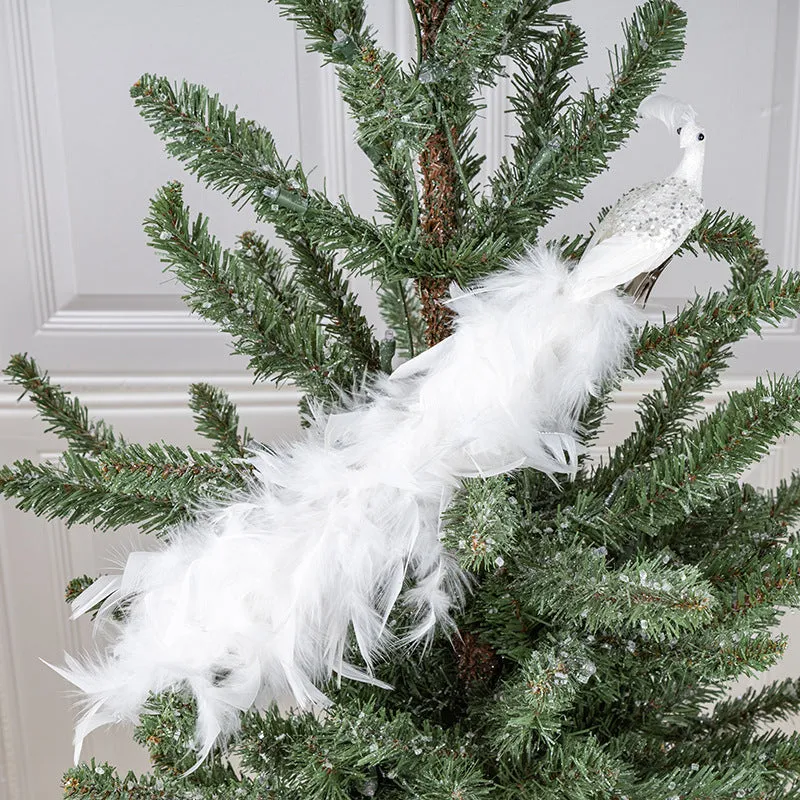 Bulk Christamas Ornaments Artificial Peacock Natural Feather Crafts for Xmas Tree Decor Wholesale