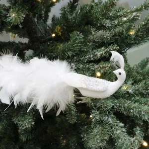 Bulk Christamas Ornaments Artificial Peacock Natural Feather Crafts for Xmas Tree Decor Wholesale