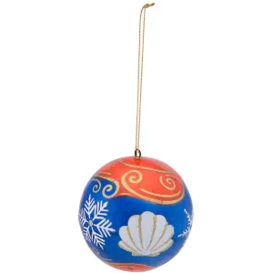 Capiz Ornament Blue and Orange with Seashells