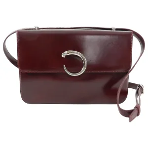 Cartier Panthere Burgundy Structured Shoulder Bag