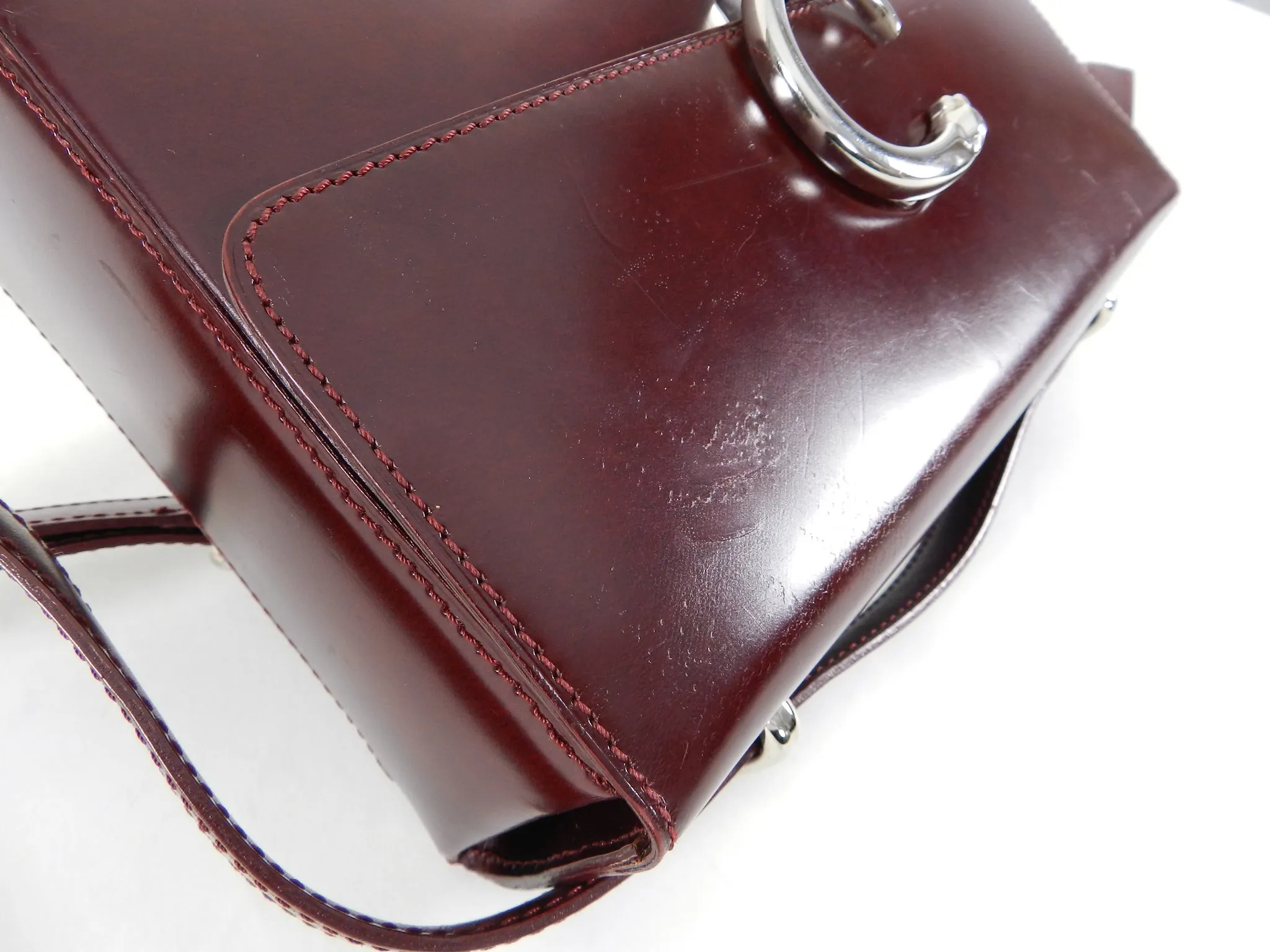 Cartier Panthere Burgundy Structured Shoulder Bag