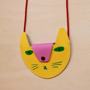 Cat Pocket Purse in Yellow and Pink