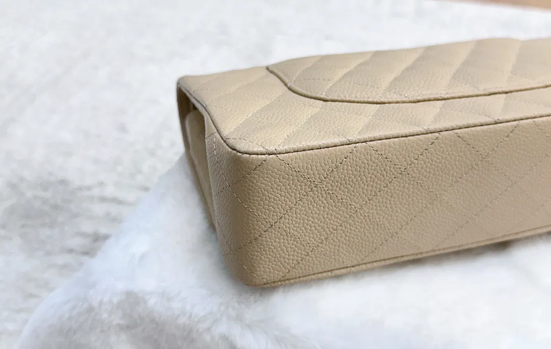 Chanel Classic Flap Medium Beige Clair GHW Caviar