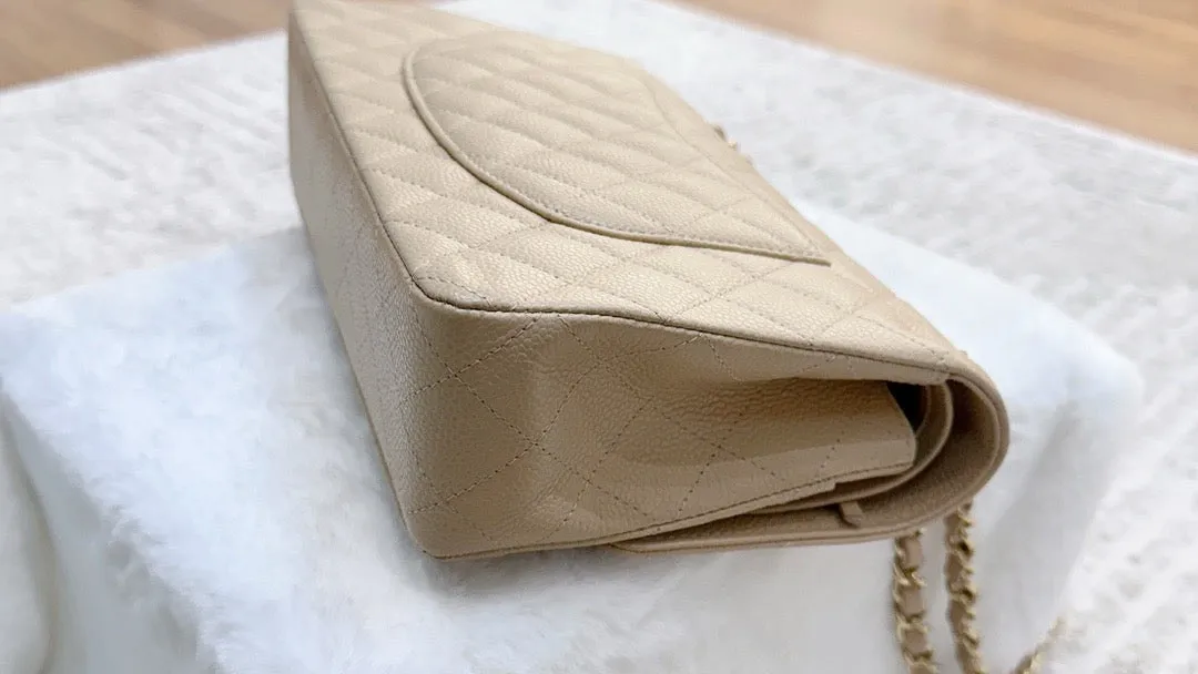 Chanel Classic Flap Medium Beige Clair GHW Caviar