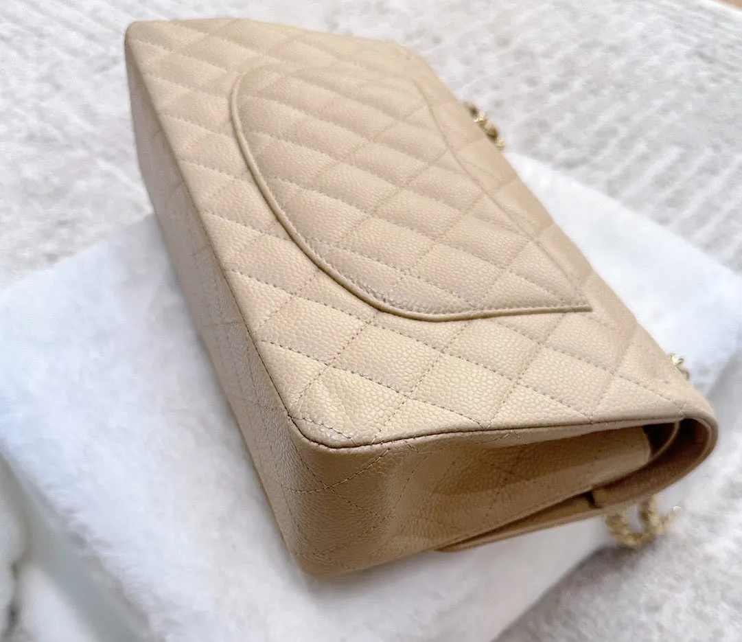 Chanel Classic Flap Medium Beige Clair GHW Caviar