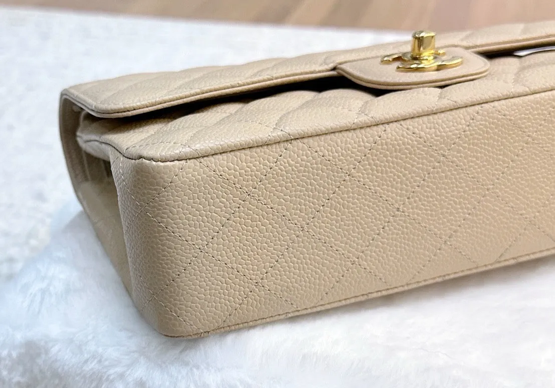 Chanel Classic Flap Medium Beige Clair GHW Caviar