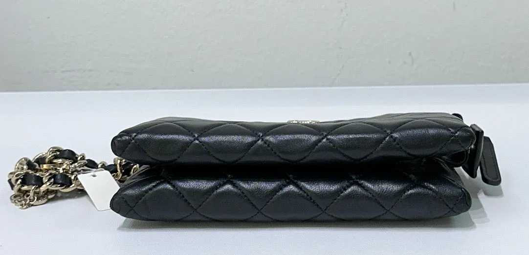Chanel Coco Charms Quilted Pouch Bag Black