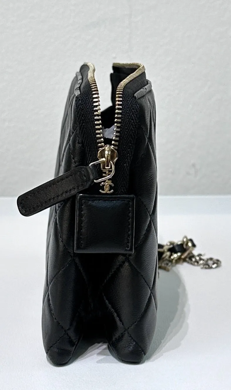 Chanel Coco Charms Quilted Pouch Bag Black