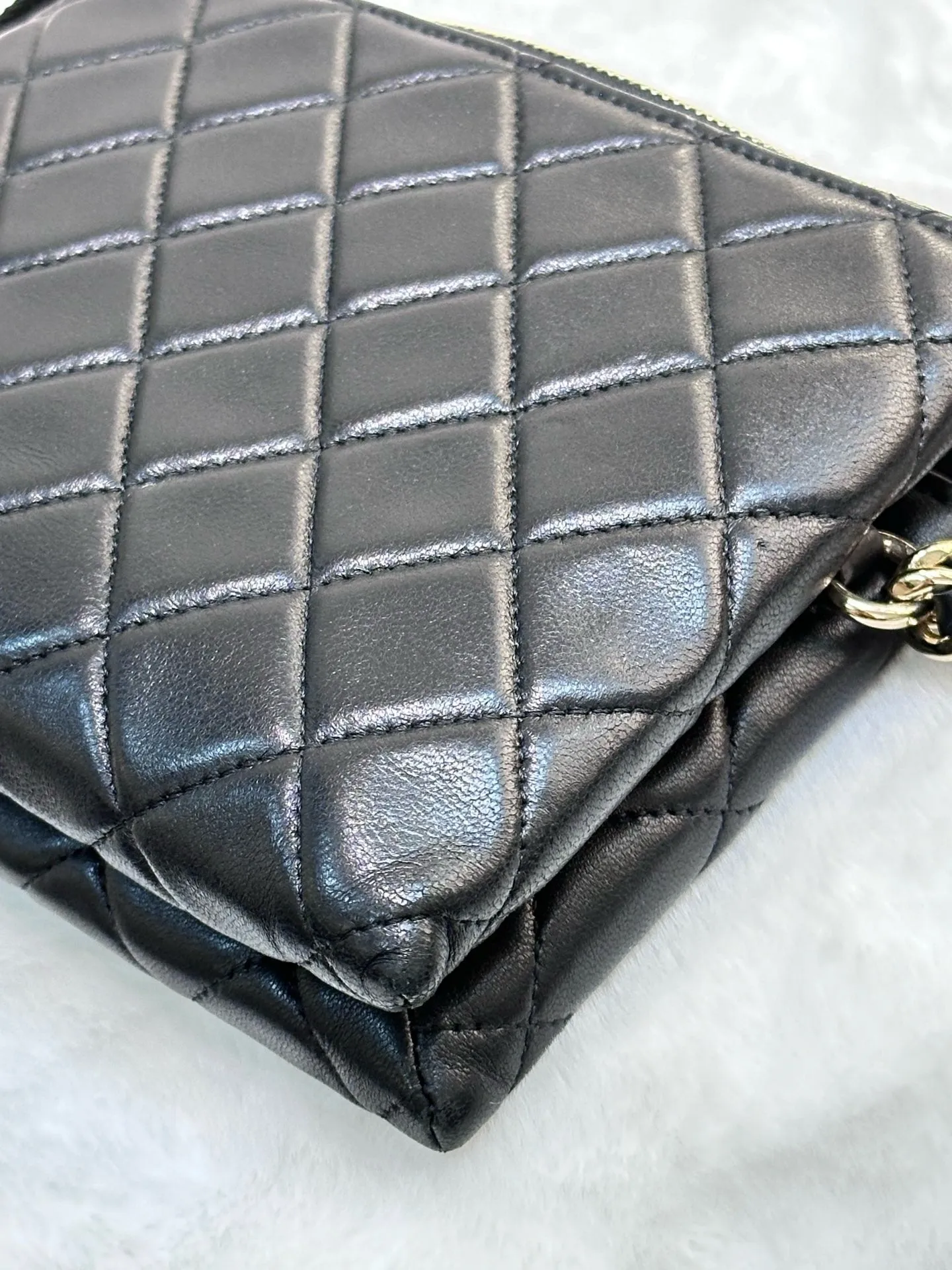 Chanel Coco Charms Quilted Pouch Bag Black