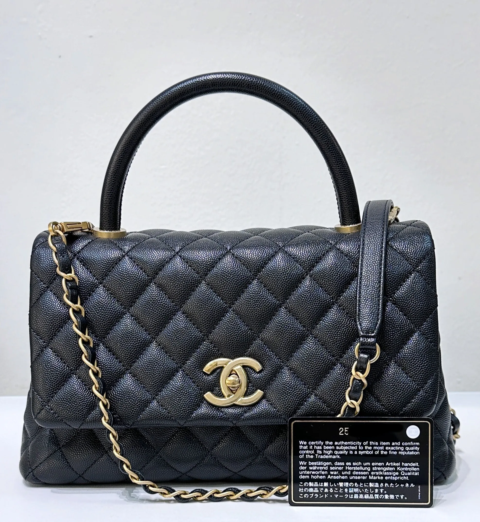 Chanel Coco Handle Cuir Matelasse Caviar Noir