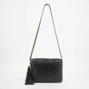 Chanel Vintage Diamond CC Camera Bag Chevron Lambskin Black 3 Series  #2615