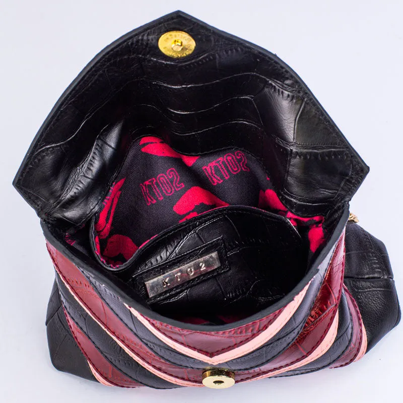 CHEVRON PUFF | BLACK, BUBBLE GUM & MERLOT
