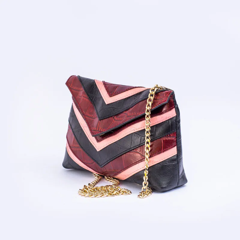 CHEVRON PUFF | BLACK, BUBBLE GUM & MERLOT