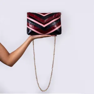 CHEVRON PUFF | BLACK, BUBBLE GUM & MERLOT