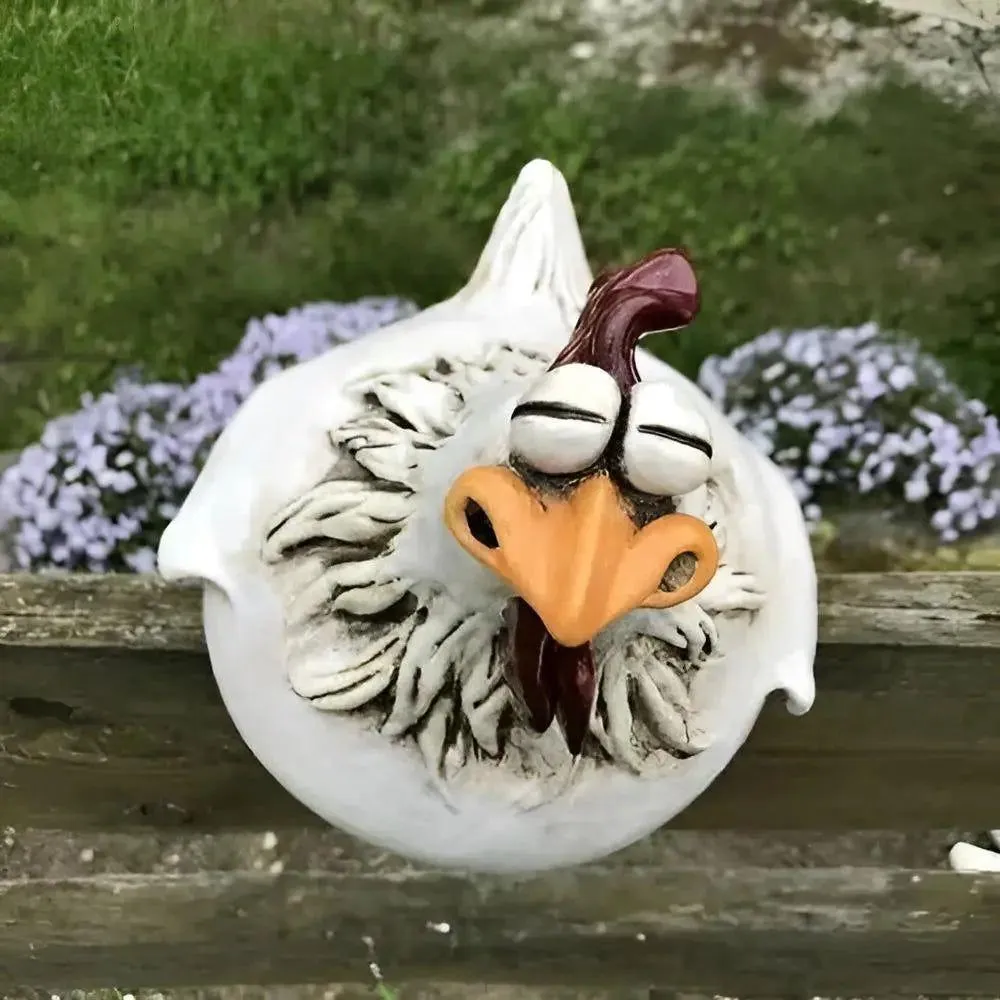 ChickChuckle Skulpturen - Keramische Hühnerfiguren für Garten und Zaun